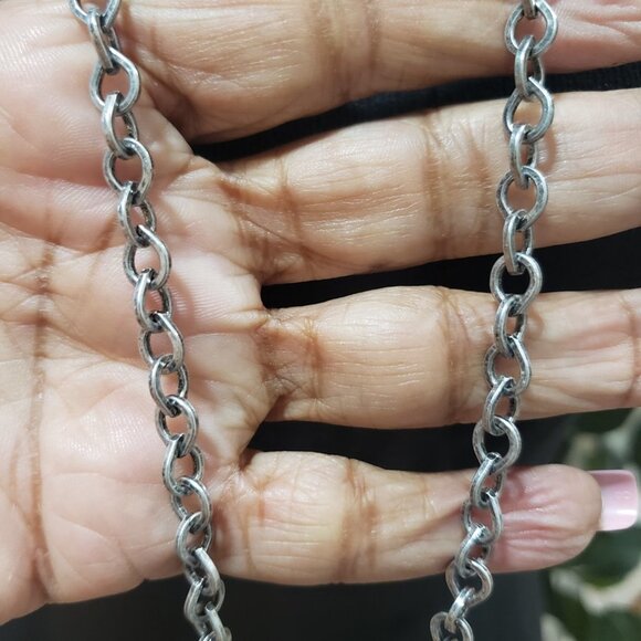 New York Womens Fashion Silver Tone Chain Clear Rhinestones Beads Long Necklace - Picture 6 of 7